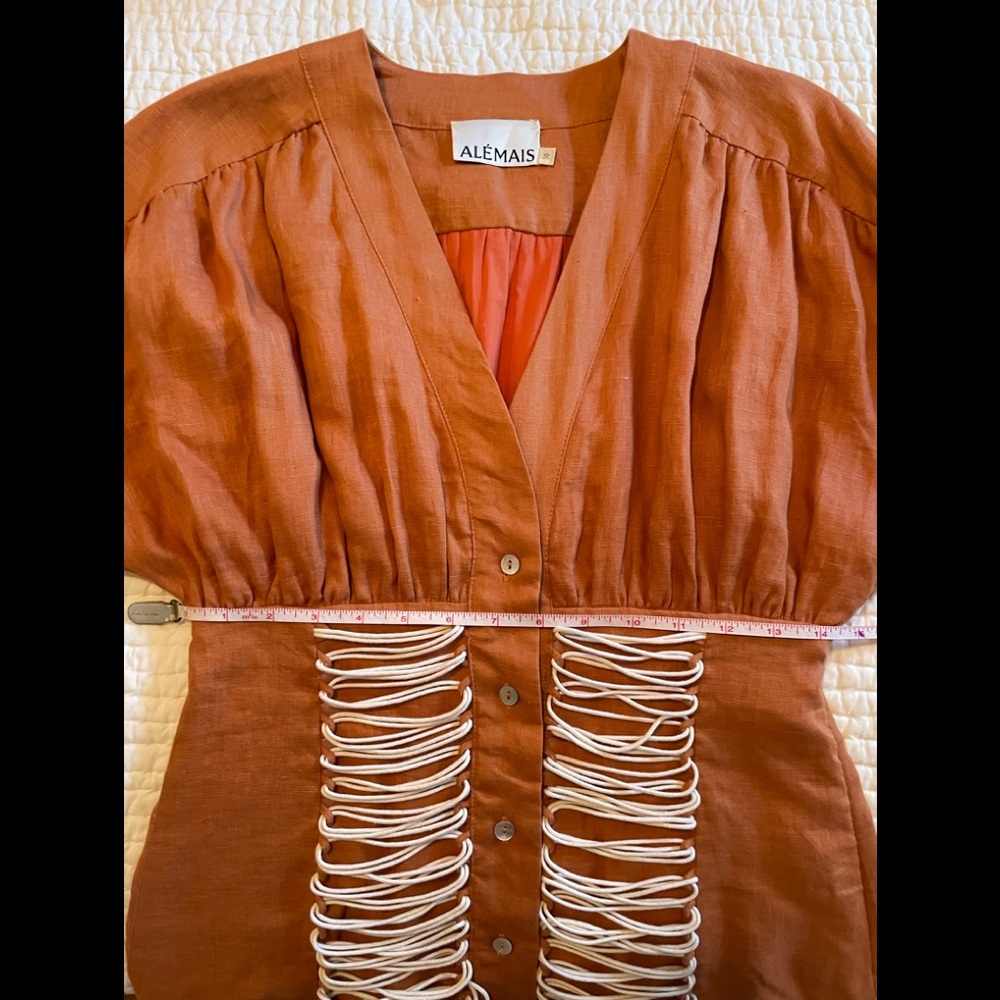 Alemais Sunset Orange Pleated Ruffled MaxiSundress - Picture 7 of 14